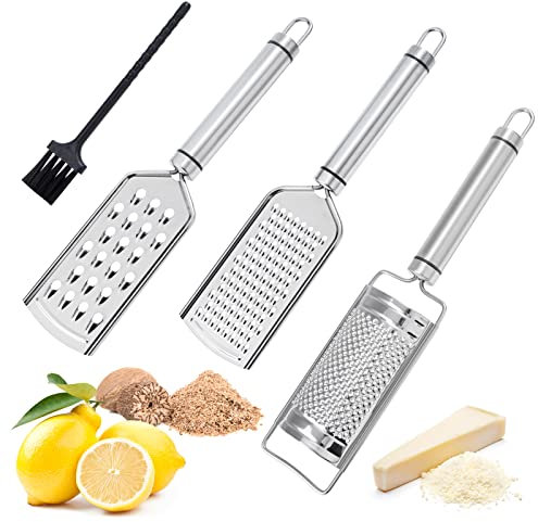 Zester Grattugia Formaggi Manuale, 3 Pezzi Grattugia al Limone Professionale per la Cucina in Acciaio Inox per Agrumi, Zenzero, Noci, Noce Moscata, Cioccolato