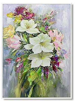 tymhrs Decoración De Arte De Pared, Pintura Al Óleo De Flor De Orquídea Pintada A Mano, Pintura Floral De Espátula Abstracta sobre Lienzo, Cuadros De Pared Interior De Casa Moderna para Dormito