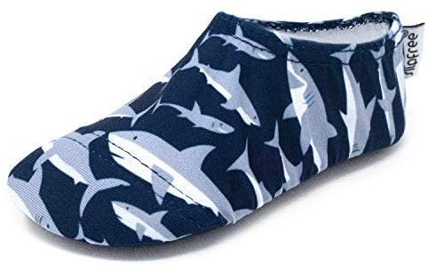 Slipfree Non-Slip Shoes for Girls and Boys. Light, Soft and Comfortable, Unisex Kids Beach Water Shoes with Protective Sole, Ideal for Holiday, Sports and Home. Stripe, Age 9-10 Years Old