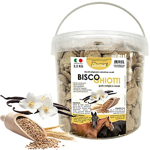 BISCOGHIOTTI BISCOTTI ARTIGIANALI ALLA VANIGLIA E CEREALI PER CAVALLI 2,5 KG Made in Italy