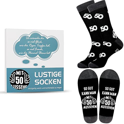 Jeasona 50. Geburtstag Socken Herren 43-46 Geschenkideen Lustige Geschenke Deko Mann - Baumwolle