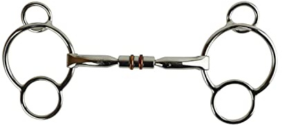 AK Universal Loose Ring Rotary Double Cooper Roller Snaffle Horse Riding Bits AKRS-2617 (4.5'', Silver)