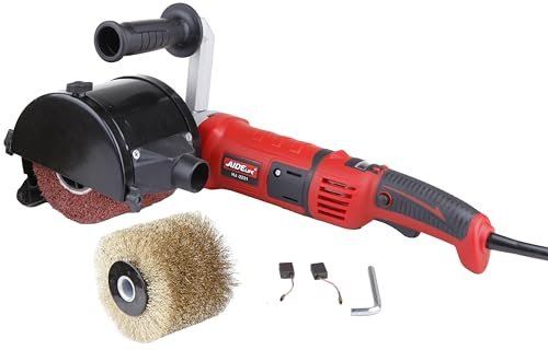 Aidelife Satiniermaschine Schleifmaschine Bürstenschleifer mit Messingdrahtbürste & Kunstfaserbürste,Digitalanzeige