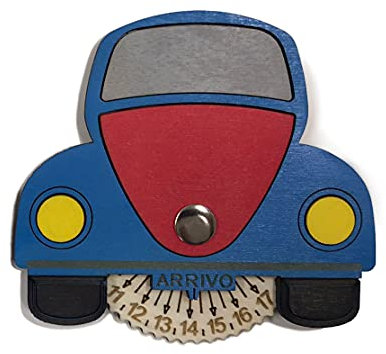 Generico Disco ORARIO 24H - 3 unità - MOD. Maggiolino – Realizzato A Mano in Legno (Blu-Rosso)