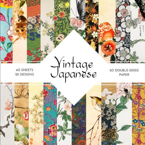 Vintage Japanese Scrapbook Paper: 40 sheets (8.5x8.5 inch, 20 designs), Vintage Japanese Themed Patterns, Premium Glossy Finish, Perfect for Crafts, Cardmaking or Decoupage