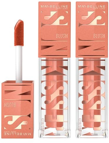 Maybelline New York Sunkisser Blush Liquido Pigmentato Facile da Sfumare Pelle Luminosa Fard per Guance Colorito Abbronzato Effetto Naturale Colore 05 Blazing Blush - 2 Pezzi da 4,7 ml