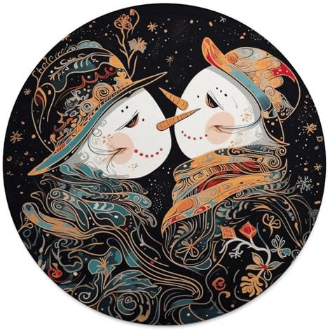 Rundes Strandtuch, Schneemann, küssend, bedruckte Reisedecke, personalisierte Decke, Yoga-Decke, Mikrofaser, Strandtuch, dicke Tischdecke, Unisex