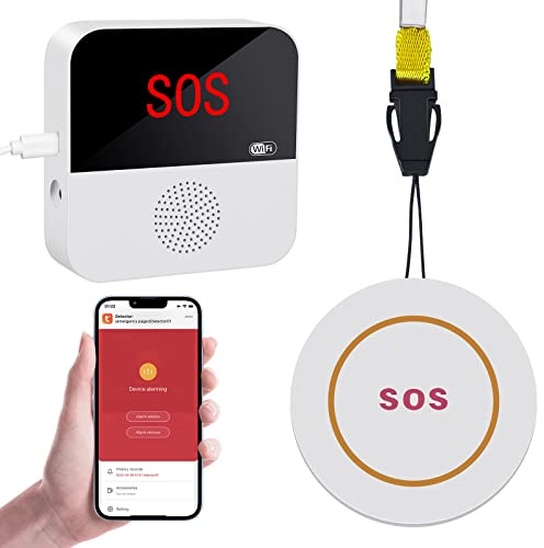 Pulsante di Chiamata di Emergenza Wireless per Anziani Campanello di Chiamata di Emergenza Impermeabile Pulsante di Chiamata di Emergenza Domestica con Tuya WiFi