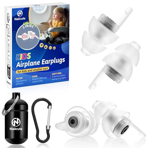 Bouchons d'oreilles pour enfants (à partir de 6 ans) - 2 paires de protections auditives réutilisables pour enfants et petits conduits auditifs - Bouchons d'oreilles souples - Protection contre le