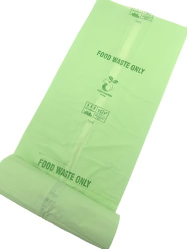 SAI-PAC 10L Biodegradable & Compostable Kitchen Bin Bags, 100 Bags (5 Rolls x 20 Bags), EN 13432 Certified Food Waste Caddy Liners, Strong Leak-Resistant Bin Liners for Kitchen, Home & Office