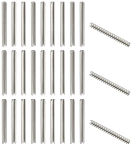 PATIKIL Pasador De Resorte Ranurado, 50 Pcs 1/8 x 1-3/16 (3.2mm x 30mm) Acero Inox 304 Pasadores De Resorte Divididos Para Reparación Máquinas Automotrices Y Mejoras Del Hogar, Plateado