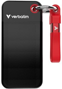 Verbatim Pocket SSD 128 GB SSD Externo USB 3.2 Gen 2, hasta 1000 MB/s de Lectura y Escritura, Disco Duro portátil para PC, Mac y Consola, Color Negro y Rojo