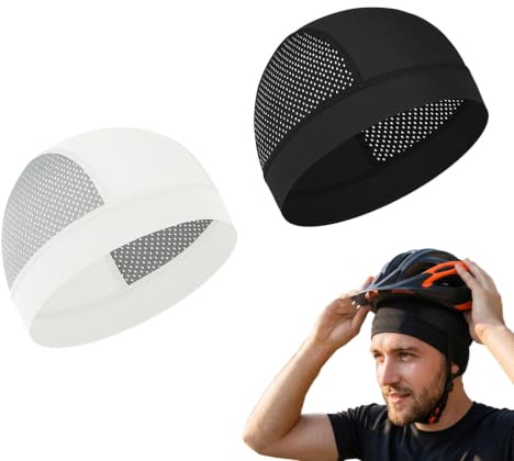 Zolara 2 Pieces Respirant sous Casque Moto, Bonnets de Cyclisme Skull Cap, Bonnet sous Casque Été, Bonnet Running Léger pour Hommes et Femmes, Compatible avec Cyclisme, Moto, Course, Homme et Femme