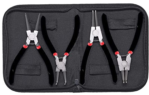 Cocoarm 4-teilig Sprengringzangen Set 180mm Sicherungsringzangen Werkzeug in Aufbewahrungssetui