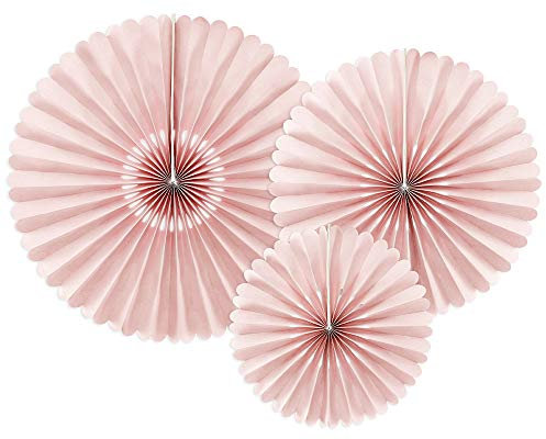 DekoHaus Dekorative Rosetten, 3 Stück, Schmutzig Rosa mit Kerbe, 23-40 cm, Papierrosetten RPK22-081BR