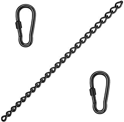 Catena di prolunga per poltrona sospesa, in acciaio inox, con due moschettoni, colore: nero