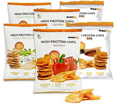 Supplify Protein Chips (Mix Box II) - Eiweiß Snack zum Abnehmen oder Muskelaufbau - die leckere Alternative zu Protein-Pulver oder -Riegel (6x50g)