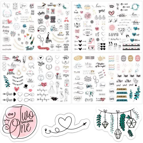 230 Adesivi per Libri Degli Ospiti di Nozze, 4 Fogli Disegnati a Mano, Adesivi per Matrimonio e Nuziali, Album di Foto Degli Ospiti, Biglietti e Regali