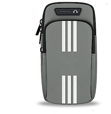 Bolsa para Brazos,Brazalete Movil Correr Deportivo, Móvil Bolsa para–Brazos Fundas Impermeable con Orificio Auriculares, Brazalete Porta Movil Running para Deporte,Aire Libre,Fitness. (Gris)