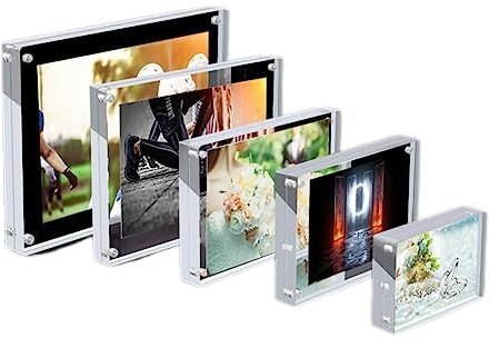 DAZZLEEX Cadre photo magnétique en acrylique transparent pour bureau à domicile 15 x 21 cm