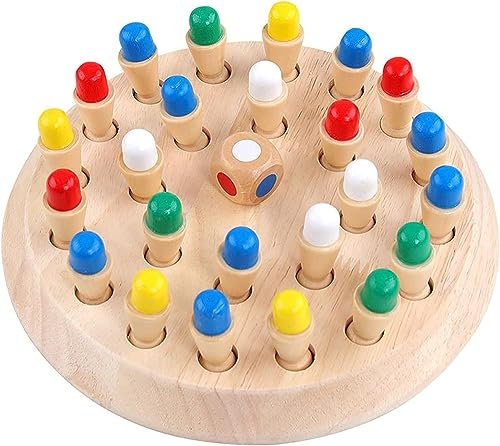 Montessori Spielzeug, Memory Schach Holz für Kinder und ältere Menschen, Verbessert das Gedächtnis und die Farbwahrnehmung, Geburtstagsgeschenke für Mädchen und Jungen