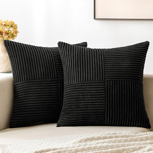 MIULEE Black Decorative Throw Pillow Covers for Couch 18x18 Inch