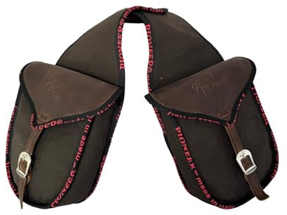 PIONEER Pferdesatteltaschen - Satteltasche aus Leder für den Reitsport - Ideal für Trekking und Ausritte - Bananenförmiges Design am Heck - Strapazierfähig und Bequem - Braun