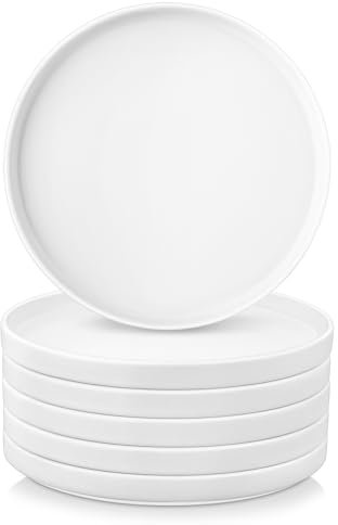 vancasso VENUS Speiseteller Steingut, Essteller set 6 Personen, Ø 8 inch Teller Set, Geschirr für Spülmaschine und Mikrowelle, Pastateller, Frühstücksteller, Kuchenteller, Weiß Farbe