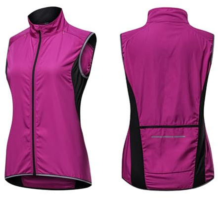 Gilet de cyclisme pour femme, léger et respirant, veste de sport sans manches, imperméable, coupe-vent, gilet sans manches, résistant aux UV, maillot de vélo réfléchissant VTT, randonnée,Purple-L