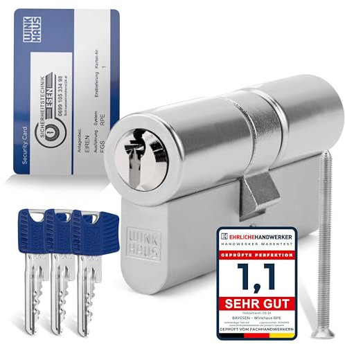 Winkhaus RPE Schließzylinder Gleichschließung - Hochsicherheits Türschloss Set für Haustür und Wohnungstür - 3 Schlüssel mit Kopierschutz Türzylinder Doppelzylinder 45/60 - Made in Germany - seit 1854