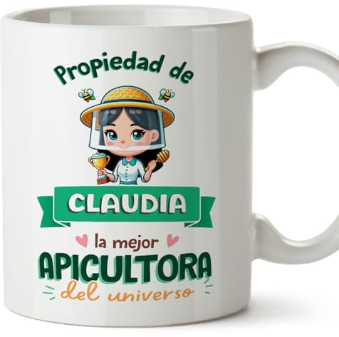 MUGFFINS Tazas Personalizadas para APICULTORA mujer - En Español - Propiedad de - 11 oz / 330 ml - Regalo Personalizable original y divertido