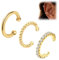 3 Stück Ear Cuff für Damen Ohrmanschette Ohrringe Fake Ohrringe, Hypoallergen Klein Creolen Schlafen Goldene Ohrringe, 14K Gold Earcuffs Fake Helix Knorpel Ohrringe Ohrklemme mit Geschenkbox