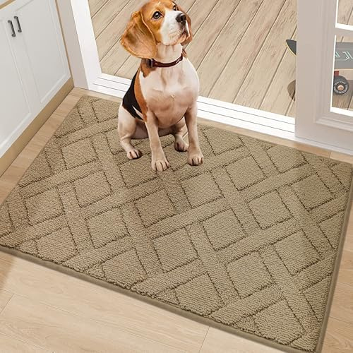 COSY HOMEER 50 x 80 cm Paillasson Interieur Entree Antidérapant et Anti-Salissures, Lavable en Machine, Tapis Absorbant pour Chien, Tapis d'Entrée Intérieur, Beige