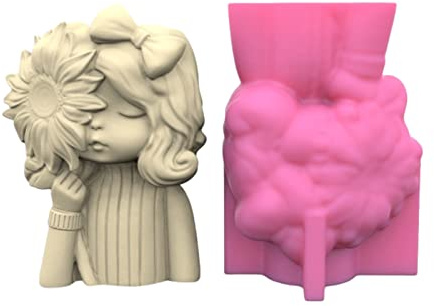 YUOIUX Stampo per vaso di fiori in silicone Stampo per fiori in calcestruzzo Candeliere Stampo in silicone Stampo per portacandele Stampo per piante grasse Stampo per gesso in cemento