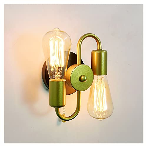 Lámpara de Pared, Apliques de Pared para dormitorios, lámparas de Pared de Doble luz, lámparas Retro industriales, Base E27, luminaria Vintage con Interruptor de Tiro para pasillos, cafeterí