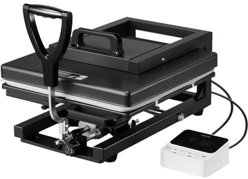 VEVOR Pressa a Caldo 38 x 38 cm 5 in 1 Multifunzione, Termopressa di Riscaldamento Rapido Uniforme, Macchina per Pressa a Caldo a Sublimazione per Magliette, Nero