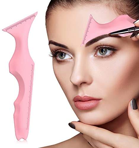 dellyy Regla de Belleza de Silicona, Plantilla para Delinear Ojos, Plantillas Eyeliner Ojos Reutilizables, Plantillas Cejas Adecuado para Principiantes y Expertos en Maquillaje (Rosa)
