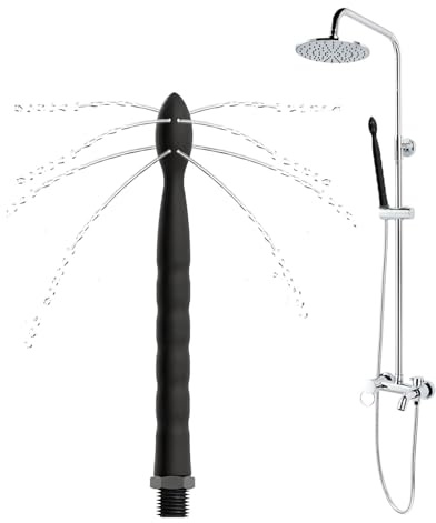 DAFNE 1 Pieza de Ducha Anal, limpiador Vaginal con 8 Orificios,Ducha anal de Silicona,Para la limpieza del Sistema Colónico Anal,Para Parejas Homosexuales,Hombres y Mujeres (Negro)