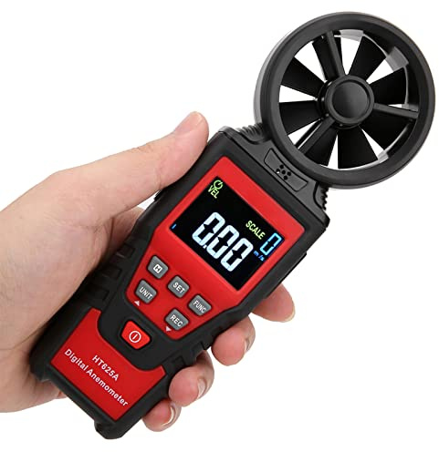 Cocoarm HT625B Vindmätare Bärbar Vindhastighetsmätare med LCD-skärm Plast 0,40 Till 30,00 M S Räckvidd Bakgrundsbelysning Luftvolymavläsning för VVS-segling Utomhus Fältanvändning