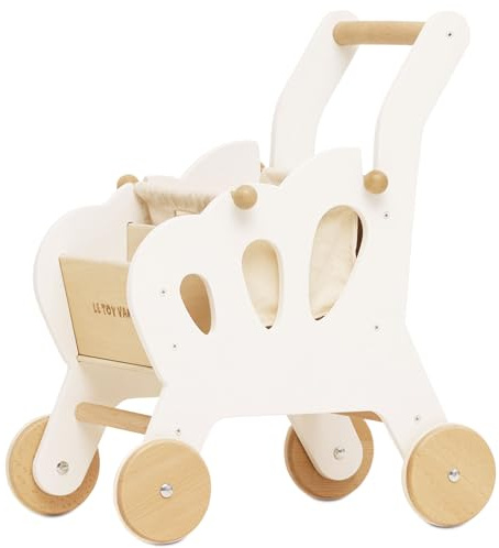 Le Toy Van – Honeybake Einkaufswagen aus Holz mit abnehmbarer Tasche | Supermarkt-Rollenspiel Lebensmittelladen TV316