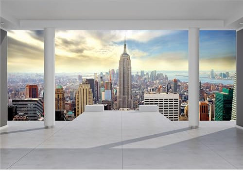 decomonkey Fototapete New York 350x256 cm XL Tapete Fototapeten Vlies Tapeten Vliestapete Wandtapete moderne Wandbild Wand Schlafzimmer Wohnzimmer Stadt City Architektur