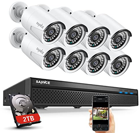 SANNCE POE Kit Videosorveglianza 5MP POE NVR 8 Canali 8 POE Camera Sorveglianza 2MP Video Sorveglianza Videoregistratore Cloud Storage IP66 IR Telecamere Visione Notturna 2TB HDD