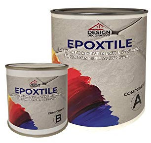 EPOXTILE Vernis pour revêtements et sols bi-composants, à l'eau, époxy 1 kg Blanc 3D Design Décoratif (Couleurs RAL/NCS)