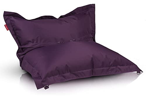 Ecopuf Puff jättekudde komplett med remmar fåtölj polyestersäck vattentät puff med stoppning för inomhus och utomhus 170 x 135 cm