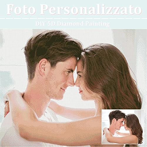 Gudina Diamond Painting Personalizzato, 5D Diamond Painting Kit Completo Pittura Diamante Foto Personalizzata Privato Puzzle Custom Diamante Arti Mosaico, Diamante Rotondo 30x30cm
