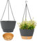 QCQHDU Lot de 2 Pots de Fleurs à Suspendre pour intérieur et extérieur avec Trou de Drainage et 3 Crochets - 20 cm - Gris
