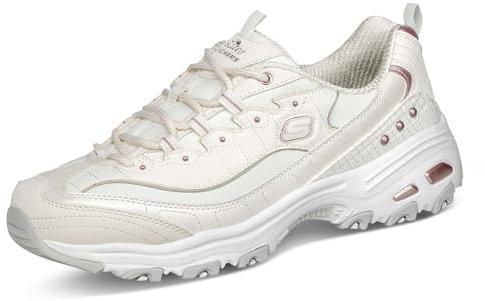 Skechers Damen Sneakers, Weißer Duraleather Lavendelbesatz, 40 EU