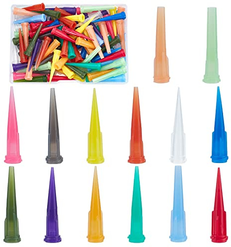 GORGECRAFT, 14 Colores, 112 uds., Dispensador de Líquido de Pegamento Cónico de Plástico, Cabeza de Alfiler, Extremo Romo, Punta de Aguja, Agujas de Llenado para Rellenar el Líquido de Pegamento