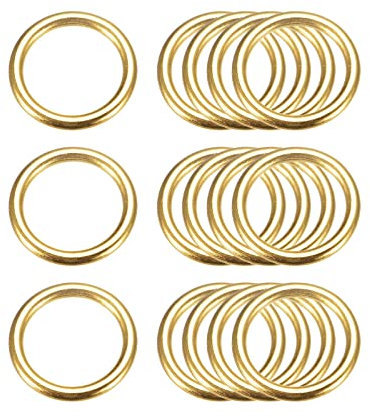sourcing map Metall O Ringe, 15stk. 20mm (0.79) ID 3mm Stärke Mehrzweck Nicht-geschweißt O-Ring Schnalle für Handwerksgürtel Geldbeutel Tasche Hardware Herstellen, Gold Ton