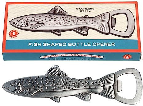 Rex London Flaschenöffner in Fischform aus Edelstahl im Retrostil in Geschenkbox